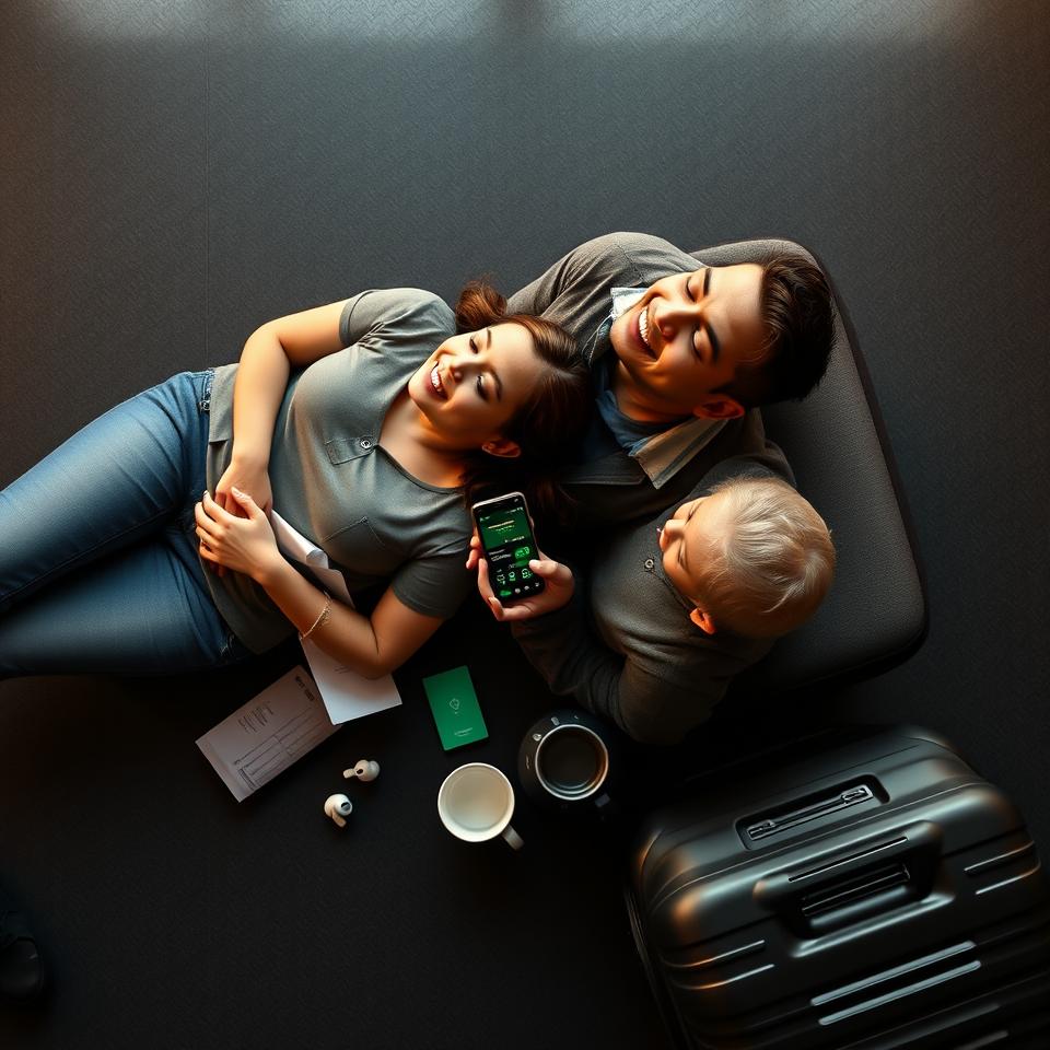 Familia descansando junta gracias a una transferencia que llego a tiempo